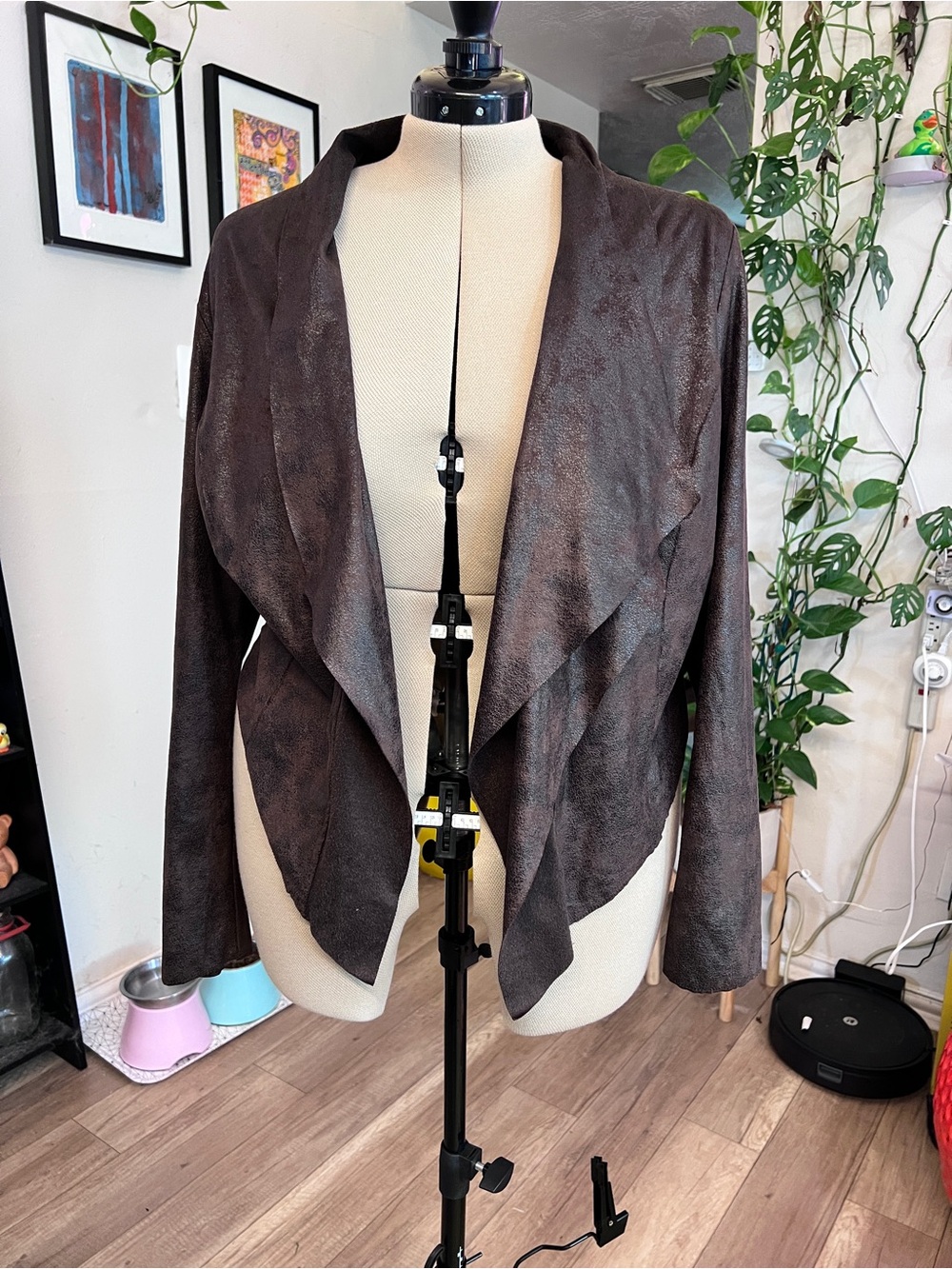 Knox Rose Brown Draped Open-Front Blazer Jacket